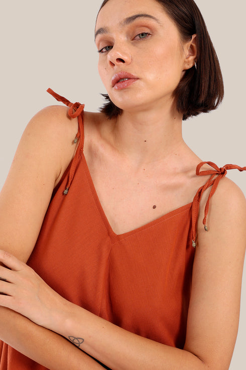 Embroidered cotton gauze dress with asymmetric hemline